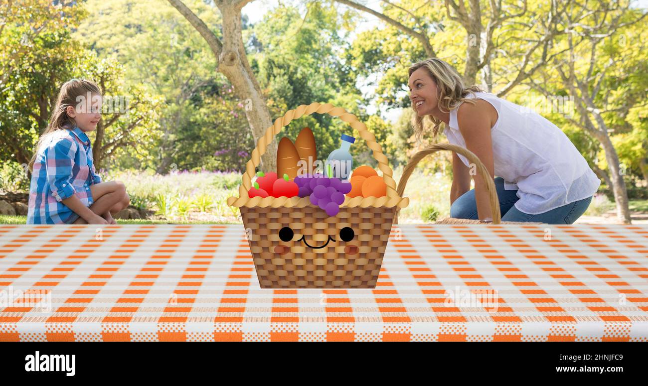 Mother little daughter basket hi-res stock photography and images - Alamy