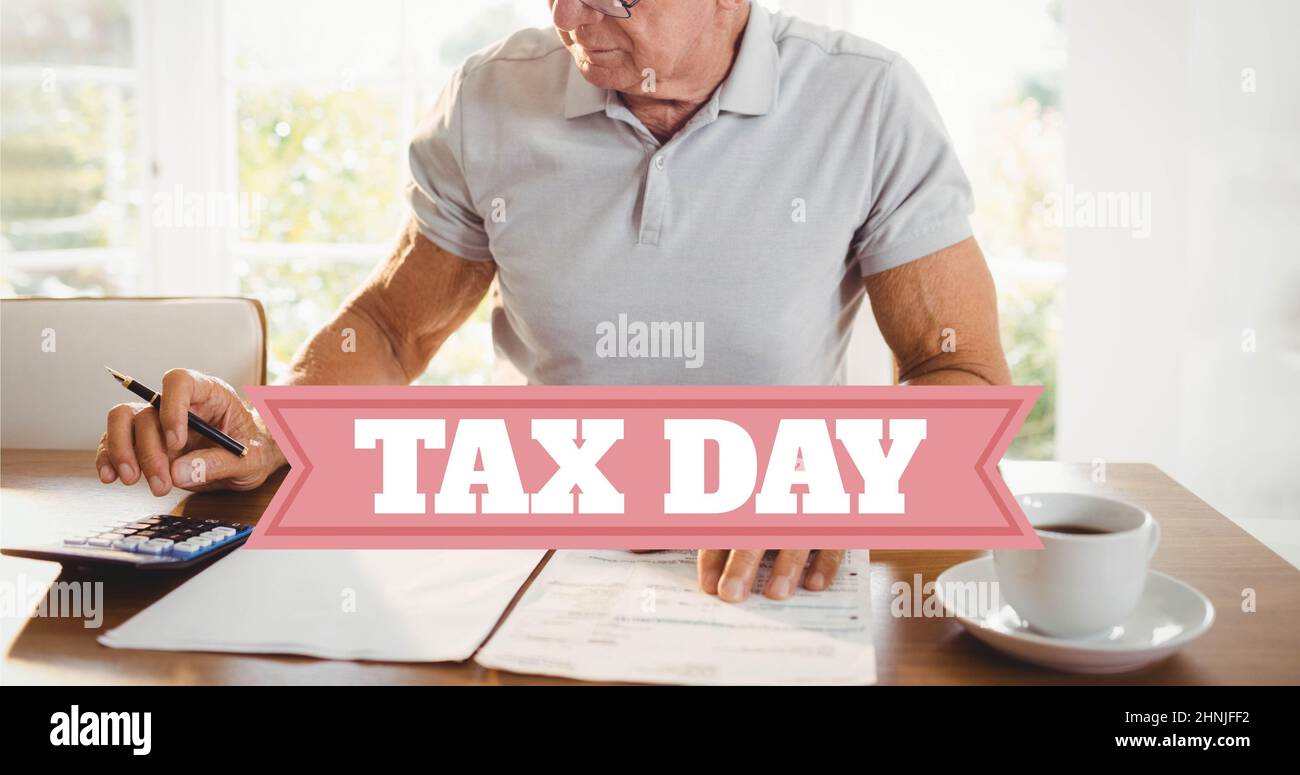 Tensed retired caucasian senior man calculating budget with financial