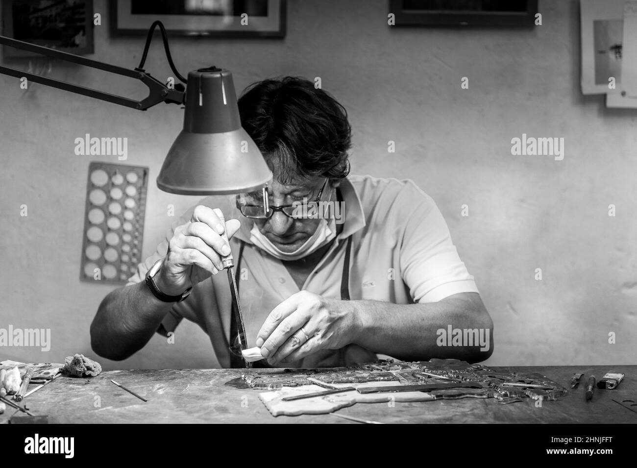 Artistic Artisans in Florence, Tuscany, Italy Stock Photo