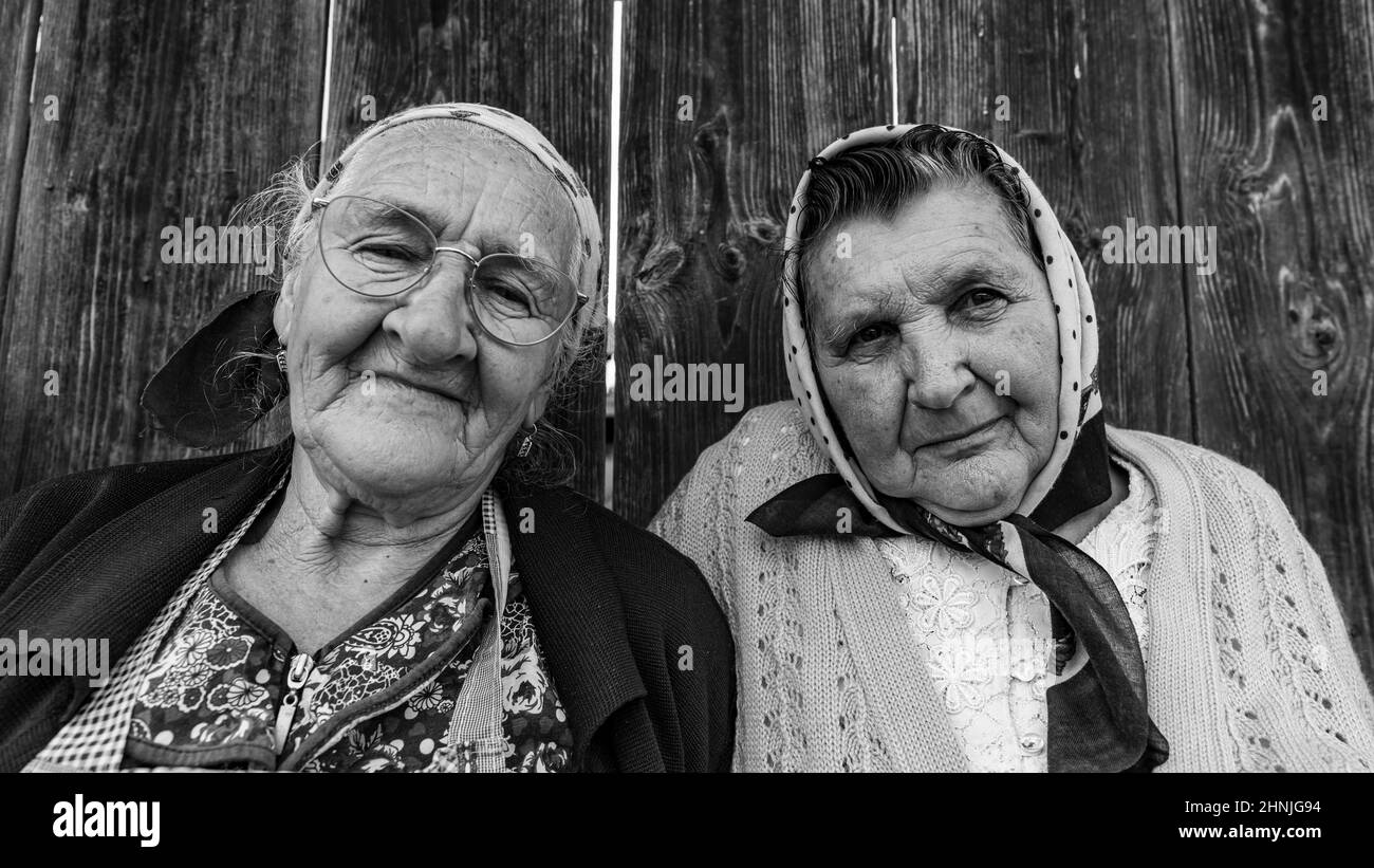 Senior women in a village in romania Stock Photo