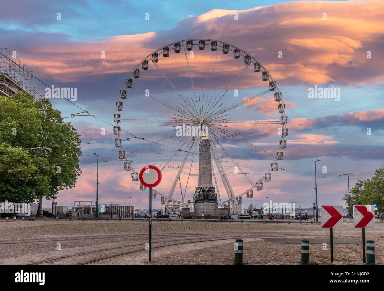 Sunset on Brussels's wheel Stock Photo
