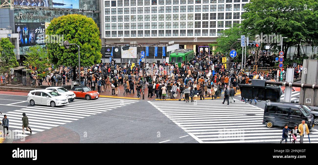 Shibuya Crossing, Hachiko Square, Tokyo Japan Stock Photo