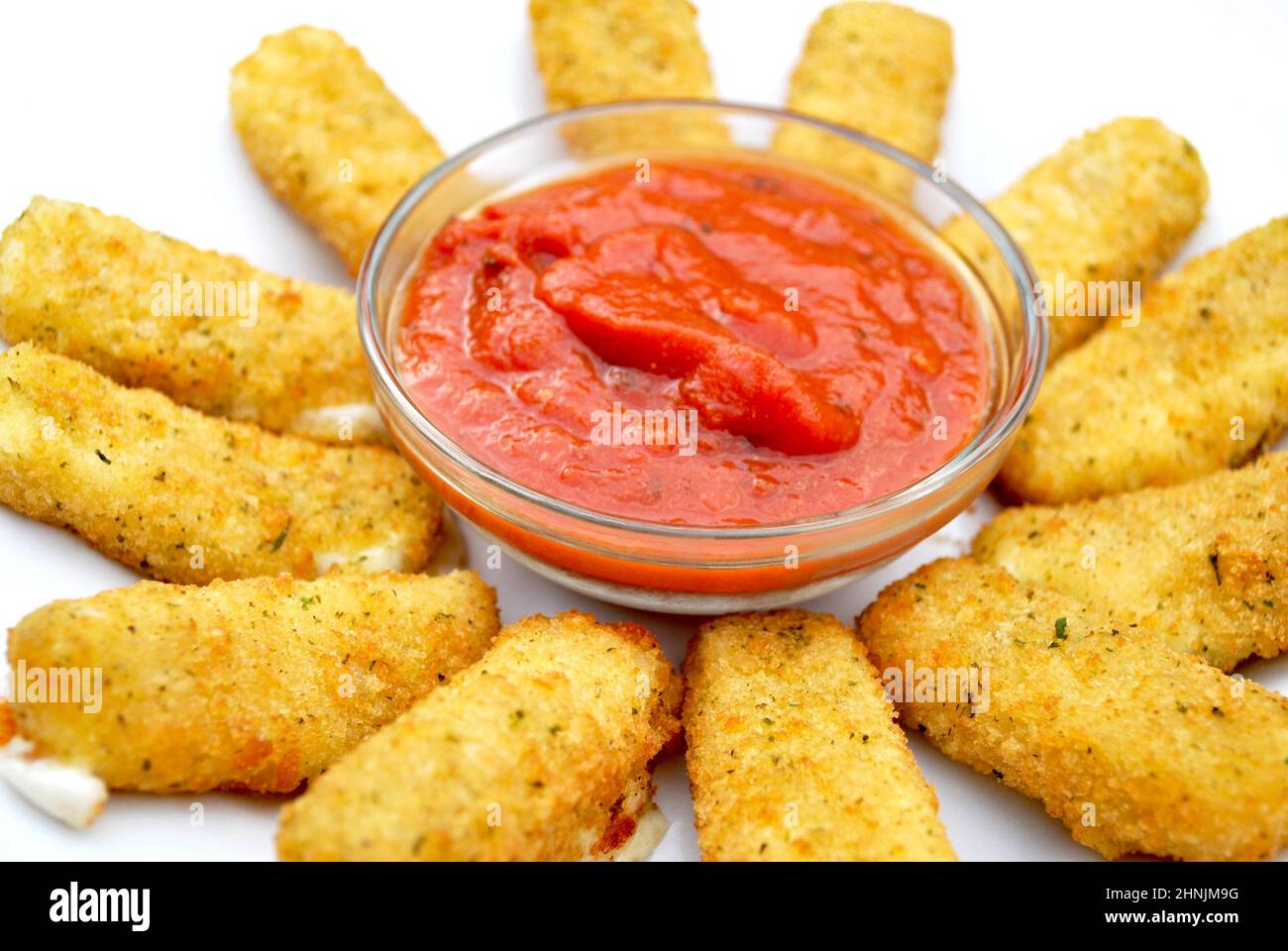 Baked Breaded Mozzarella Cheese Sticks with Marinera Dipping Sauce Stock Photo Alamy