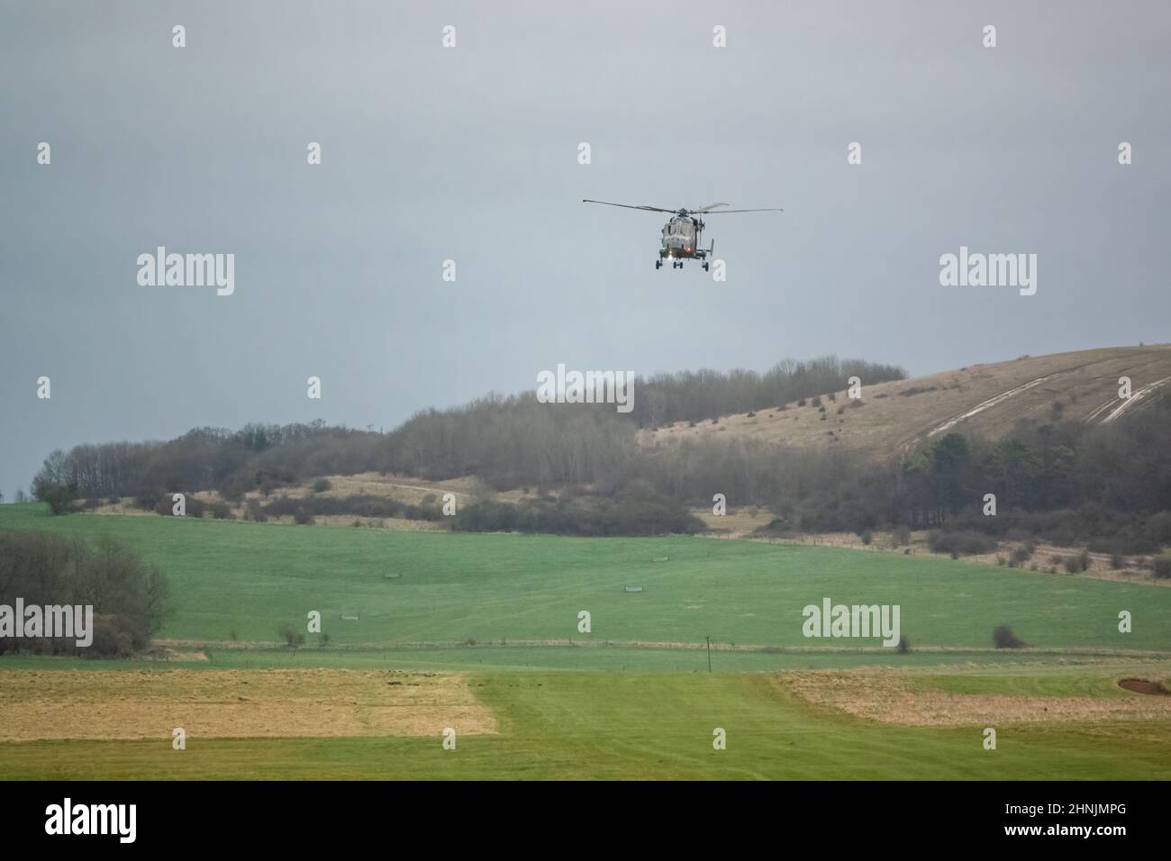 British army AgustaWestland AW159 Wildcat AH1 helicopter flying on ...