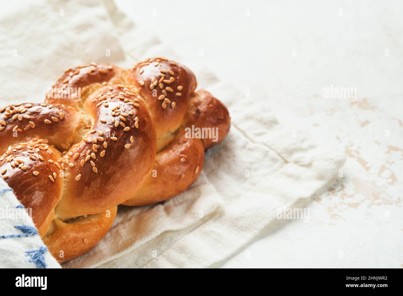 Challah bread. Sabbath kiddush ceremony composition. Freshly baked