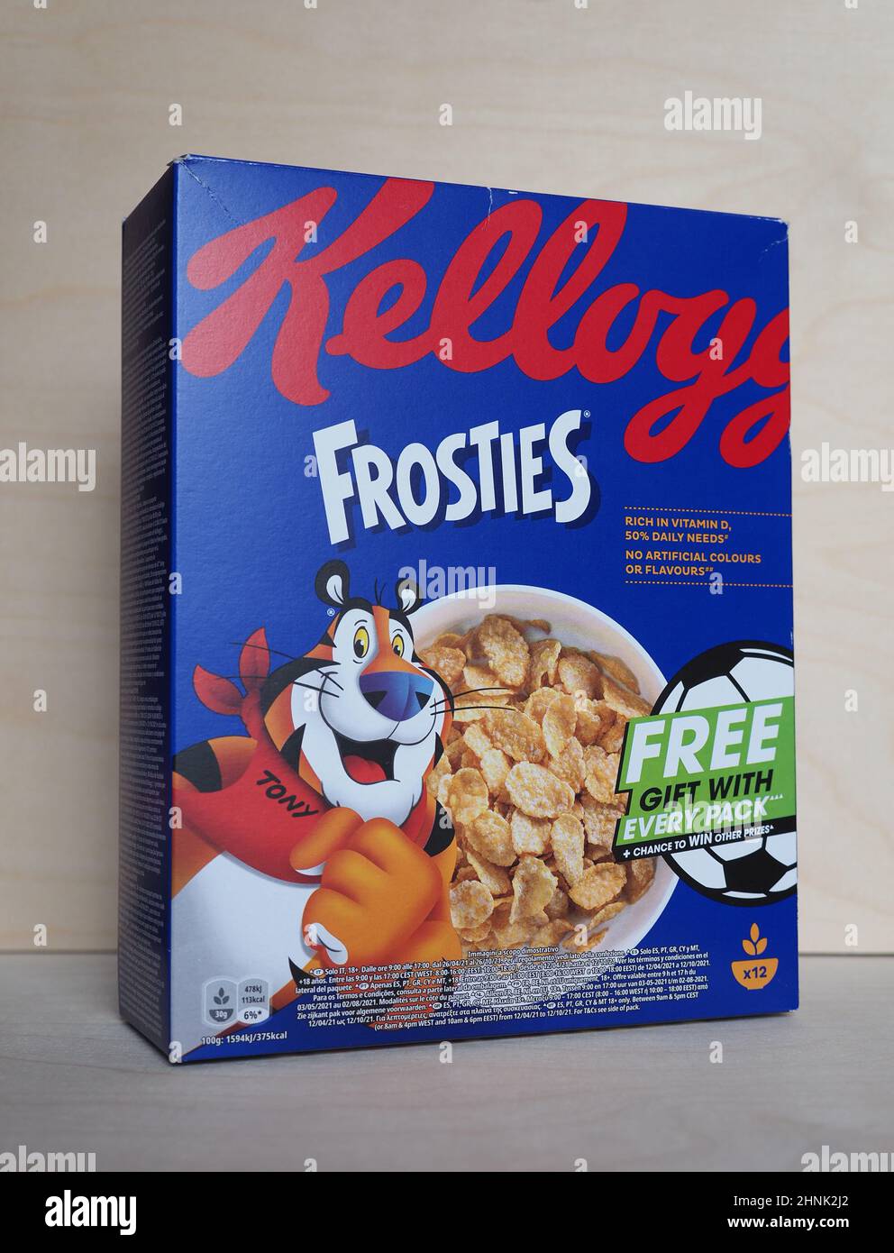 BATTLE CREEK - CIRCA JULY 2021: Kellogg's box of frosties Stock Photo
