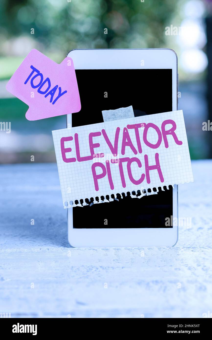 Conceptual display Elevator Pitch, Concept A persuasive sales
