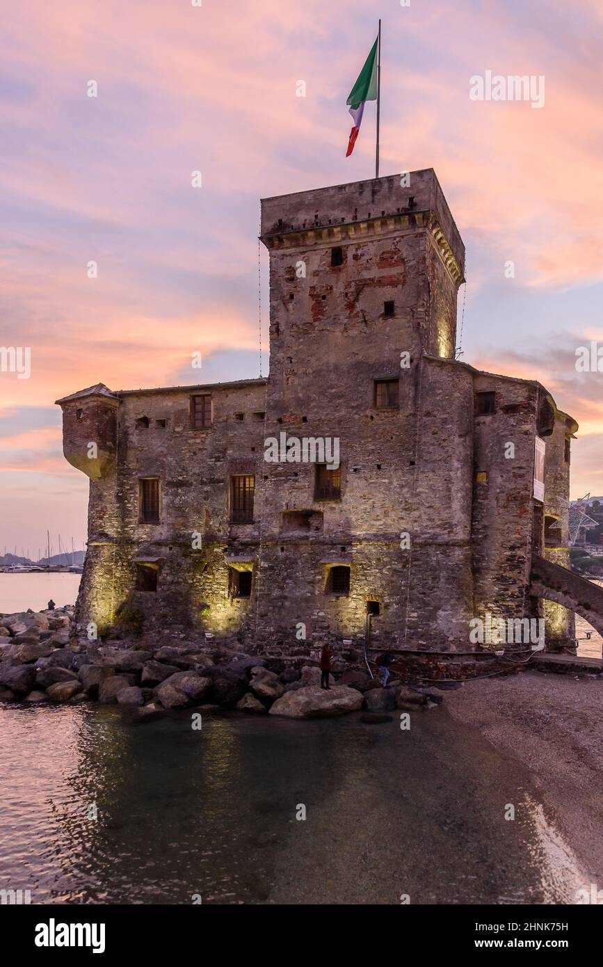 Castle of Rapallo at the sunset Stock Photo Alamy