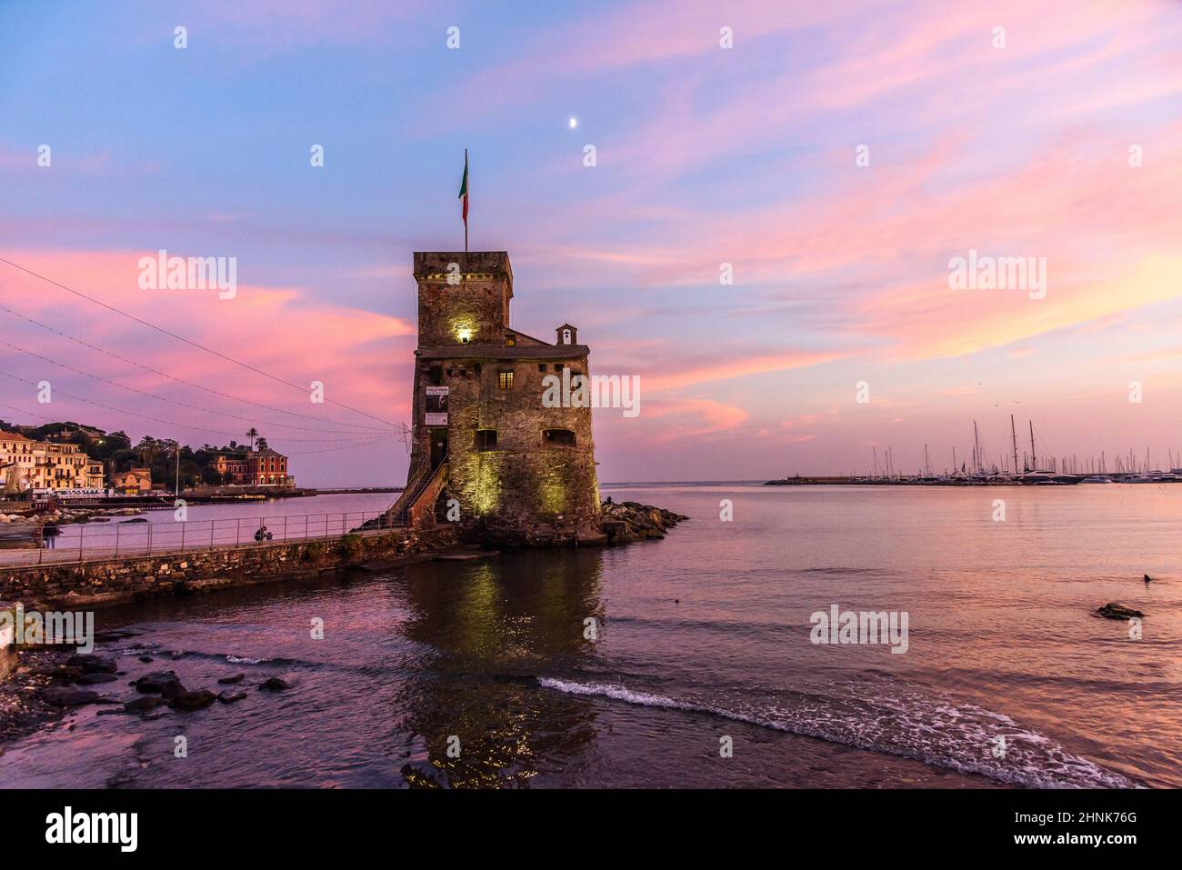 Castle of Rapallo at the sunset Stock Photo Alamy