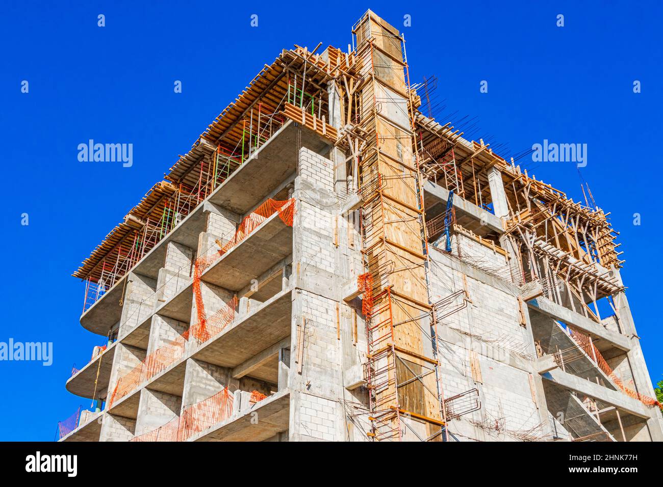 Build a hotel complex construction sites Playa del Carmen Mexico. Stock Photo