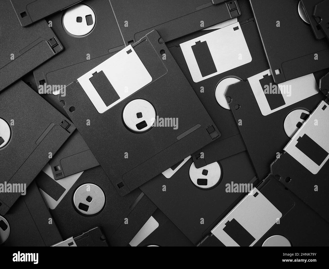 many diskettes for personal computer data storage in black and