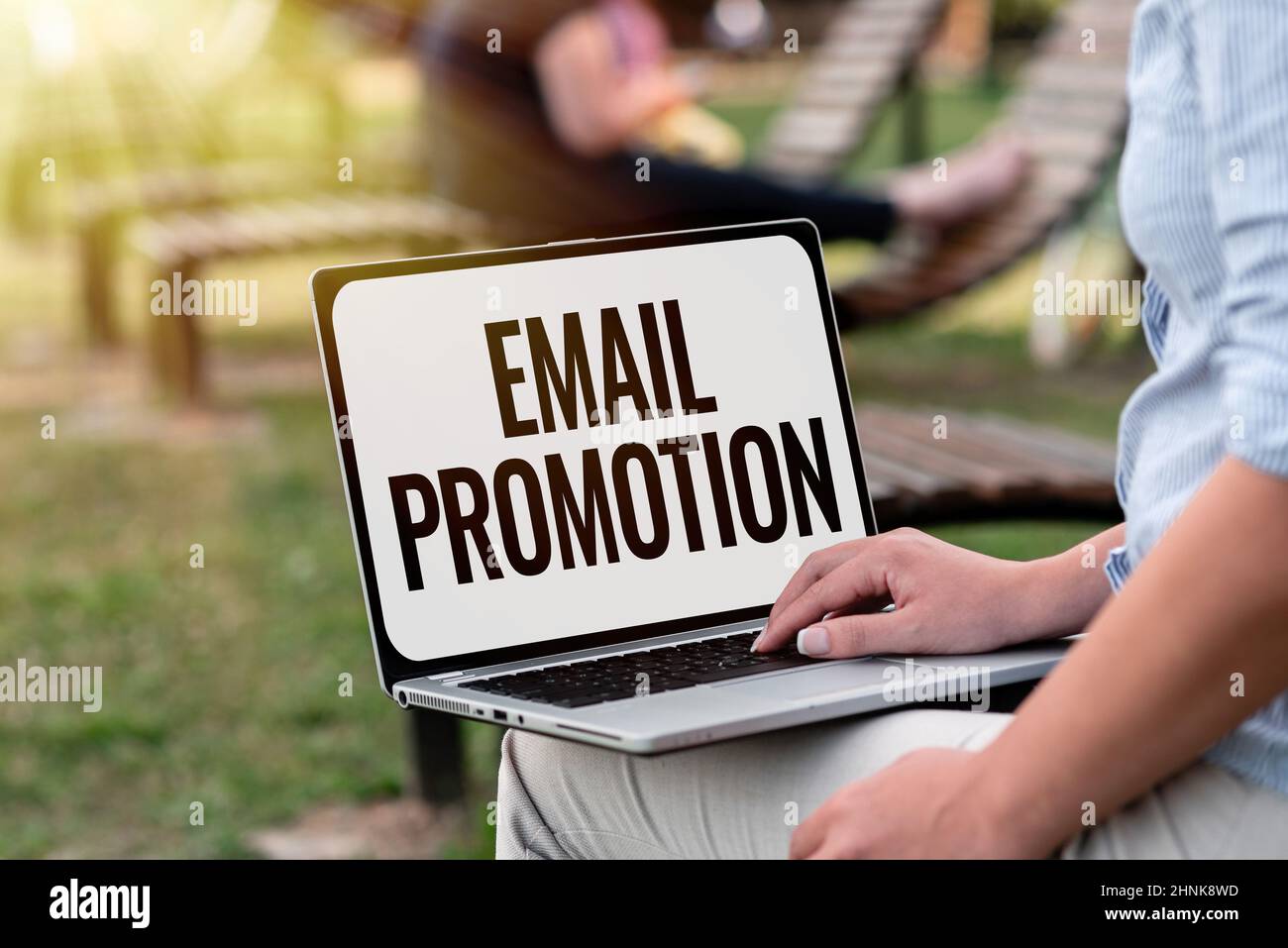 Handwriting text Email Promotion, Word for commercial broadcast which offers incentives to drive sales Online Jobs And Working Remotely Connecting Peo Stock Photo