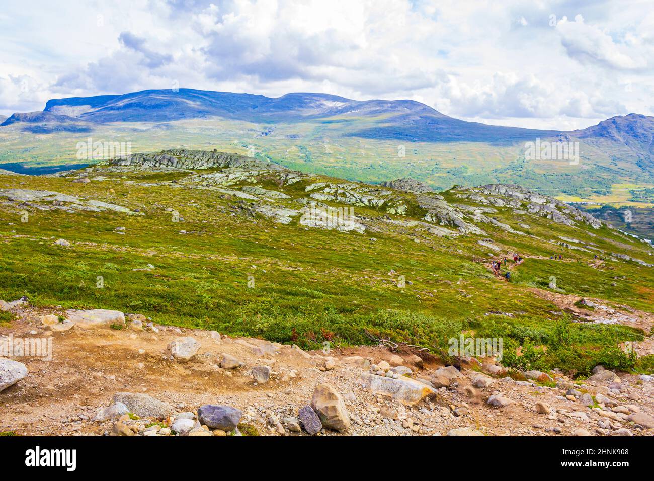 Amazing Besseggen Mountain trekking landscape in Norway. Stock Photo
