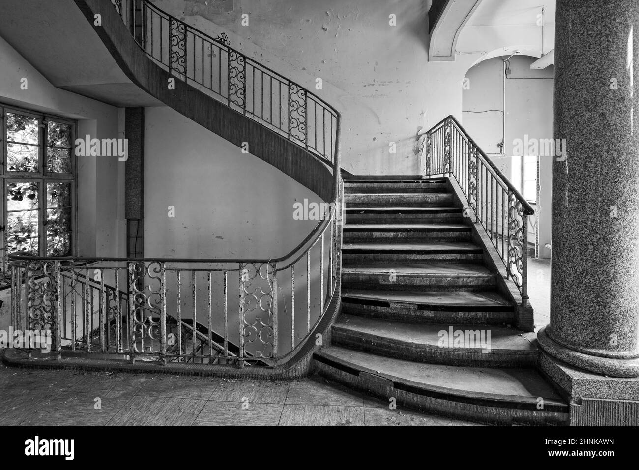 Staircases in the old police headquarters in Frankfurt Stock Photo