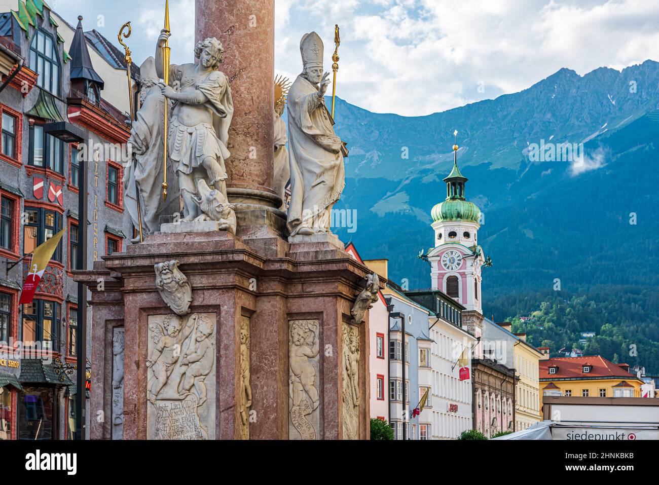 Statues of the St Anne's Column in Innsbruck Stock Photo