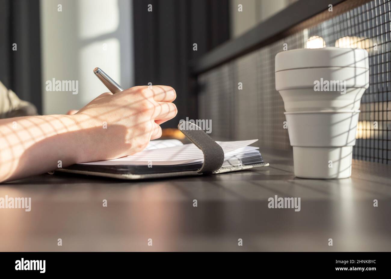 Journalist notebook and coffee hi-res stock photography and images - Alamy