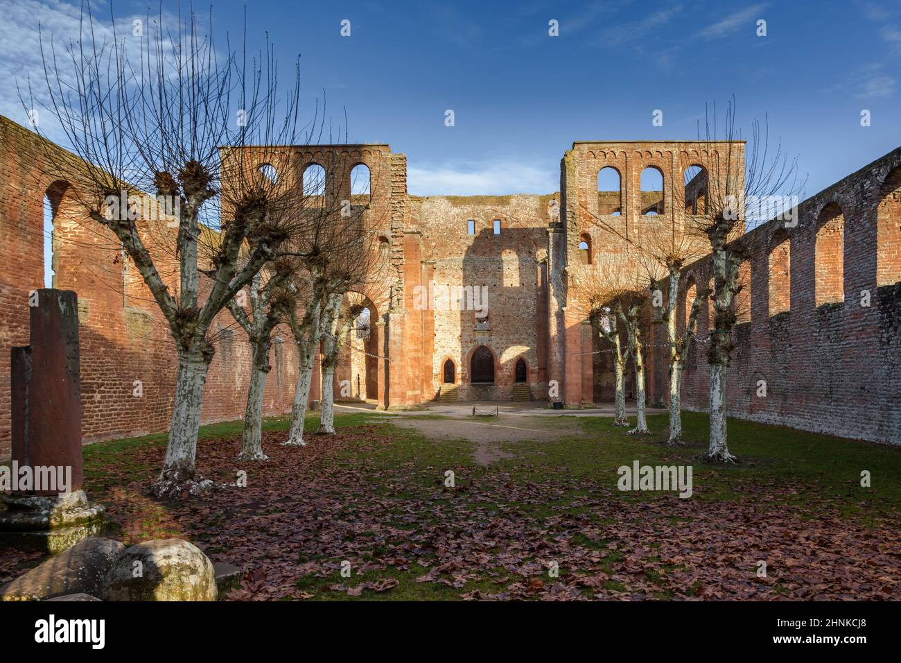 Inner courtyard of ruined monastery Limburg, Bad Duerkheim, Rhineland-Palatinate, Germany Stock Photo