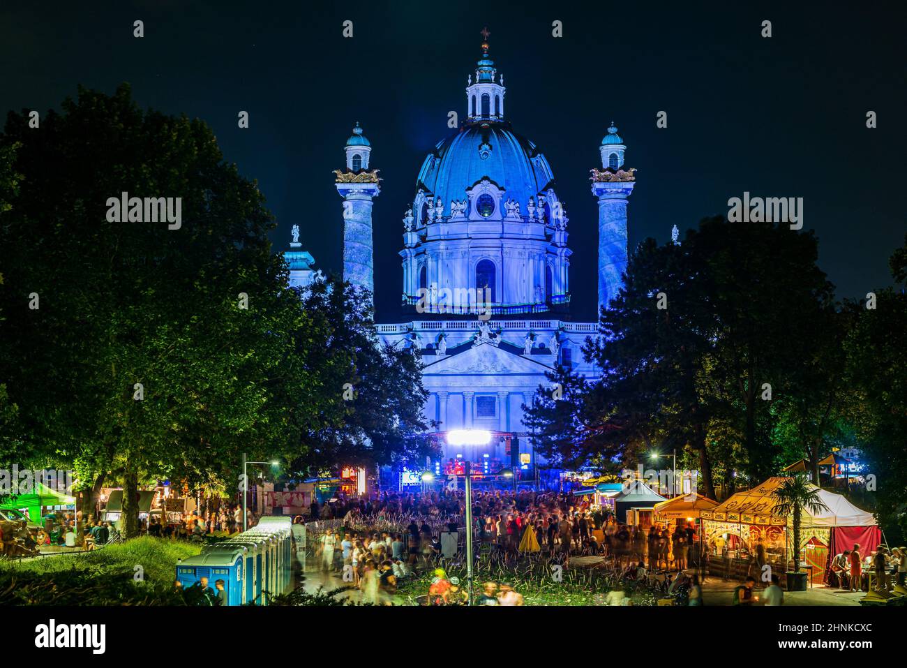 Karlskirche in Vienna by Night Stock Photo