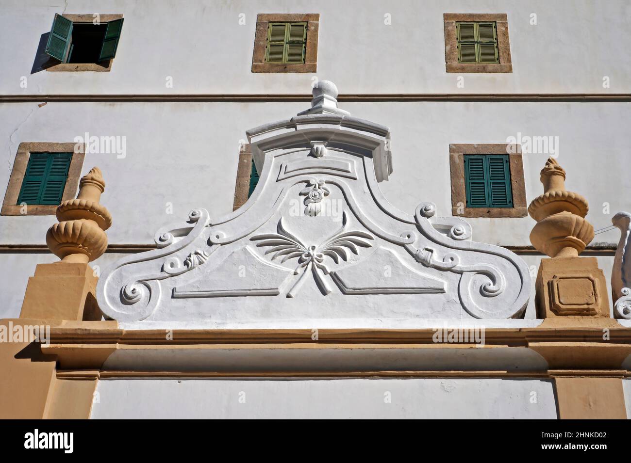 Ancient baroque convent pediment, Rio de Janeiro Stock Photo