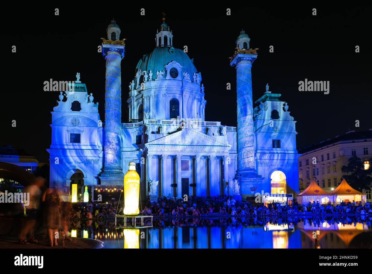 Karlskirche in Vienna by Night Stock Photo