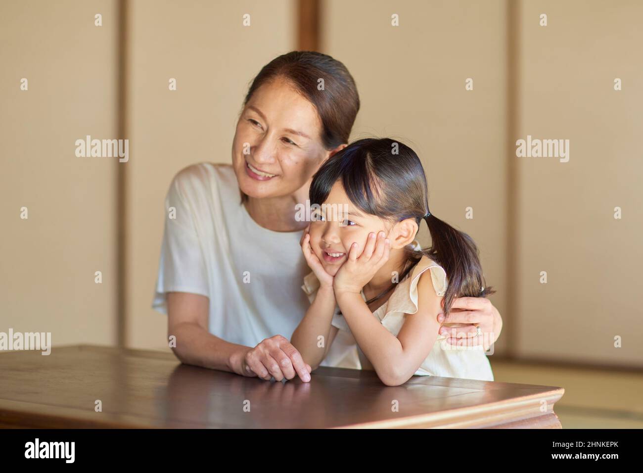 Smiling Japanese Grandmother And Her Grandchild Stock Photo Alamy
