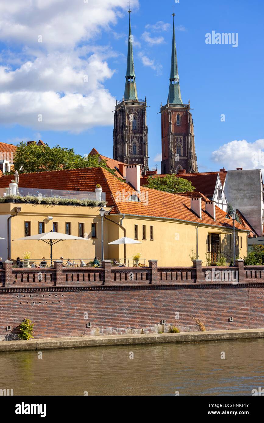 Wroclaw Cathedral (Cathedral of St. John the Baptist), gothic style 13th century church on Ostrow Tumski Island, Odra river, Wroclaw, Poland. Stock Photo