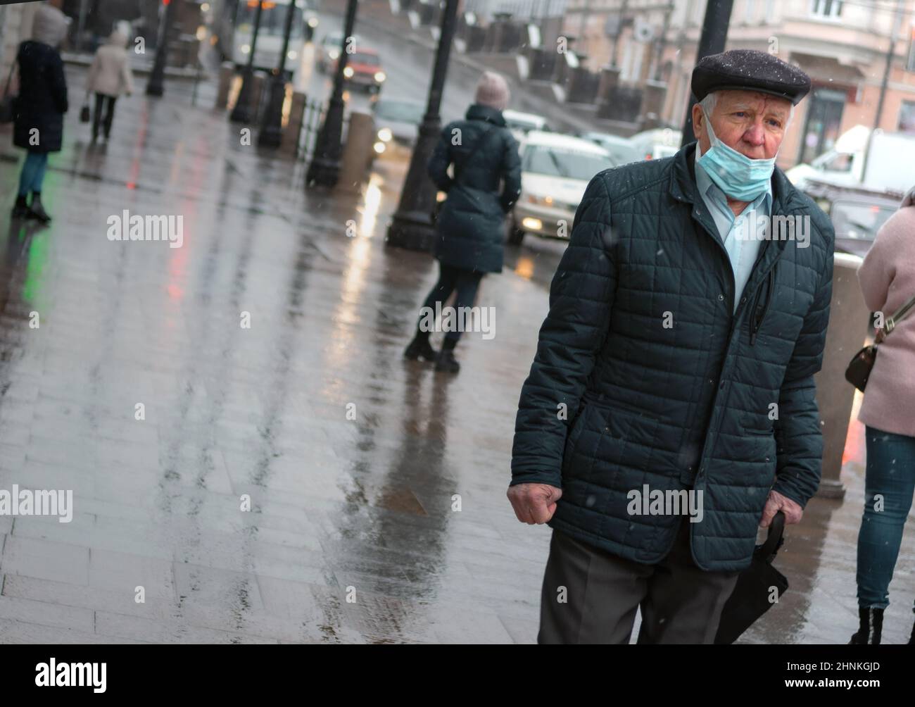 26th of October 2020, Tomsk, Russia: older man on street Stock Photo
