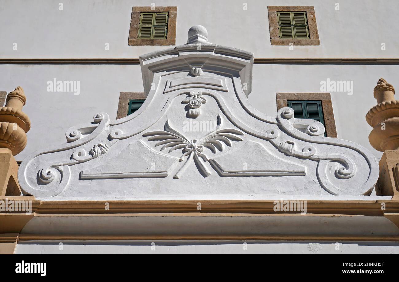 Ancient baroque convent pediment, Rio de Janeiro Stock Photo