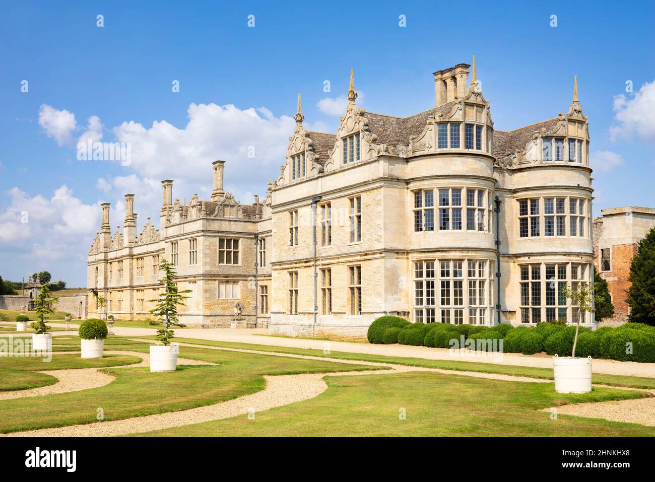 Kirby Hall a ruined 17th century Elizabethan stately home or country house near Gretton near Corby Northamptonshire England UK GB Europe Stock Photo