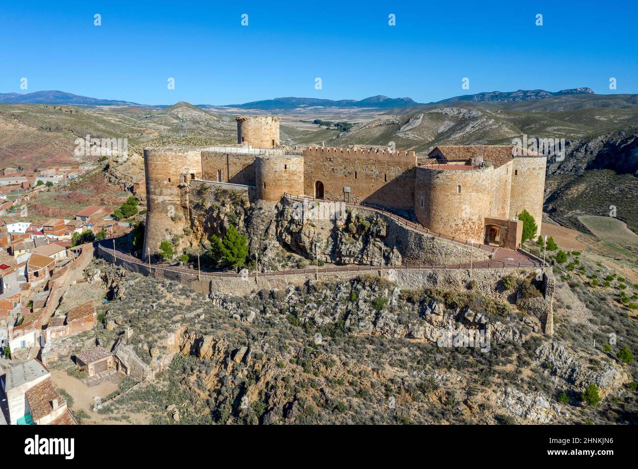 medieval castle of Mesones de Isuela in Aragon, Spain Stock Photo