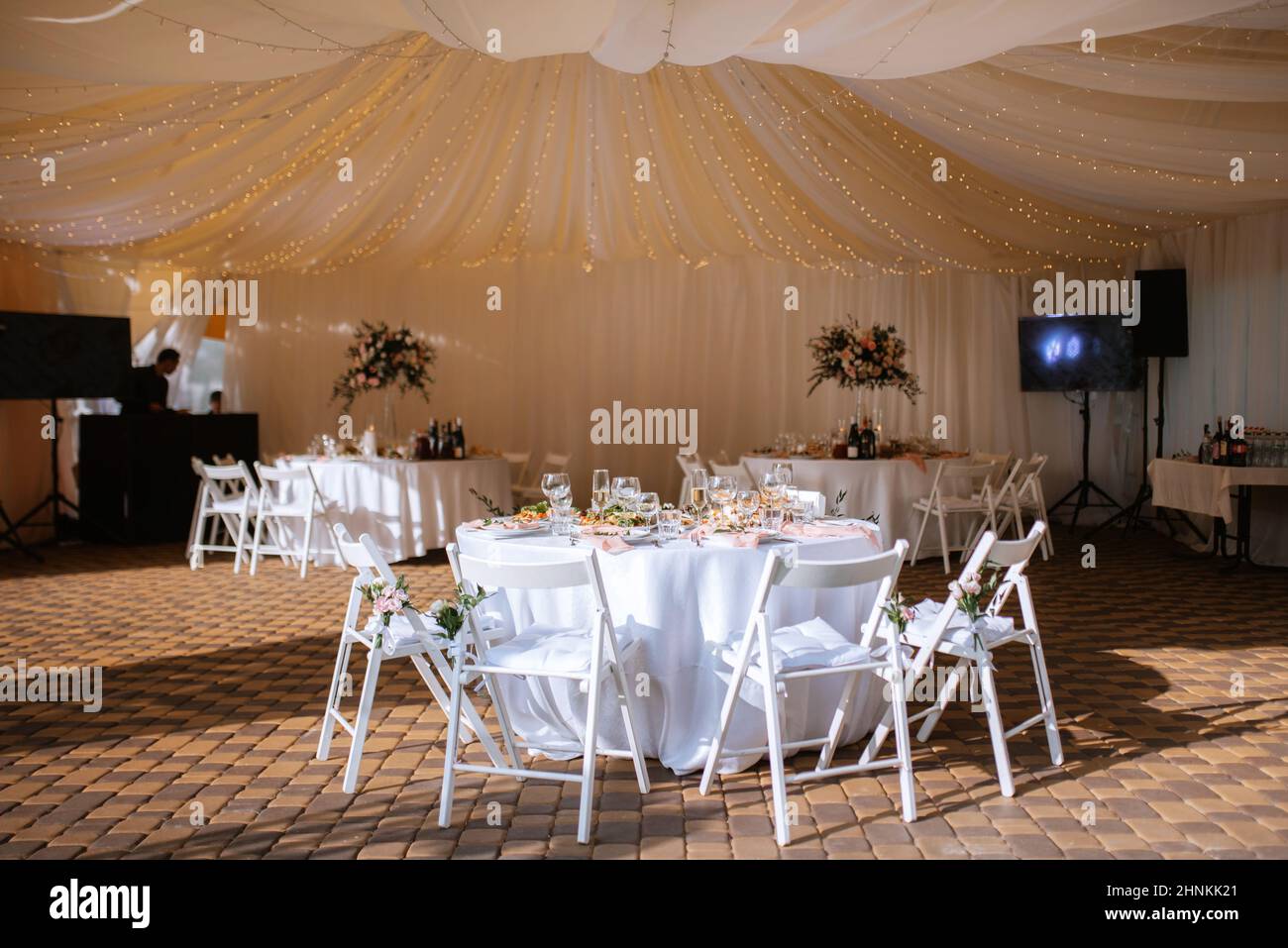Banquet hall for weddings, banquet hall decoration Stock Photo - Alamy