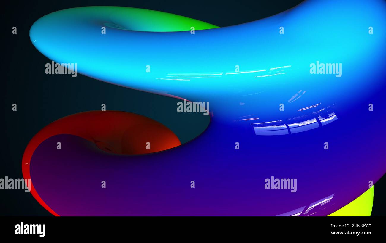 Spiral 3d render surface of abstract waves in space. Pure colorful ...