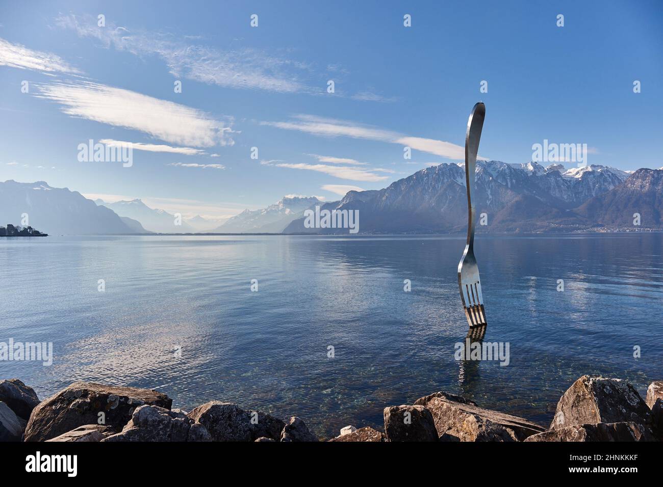 The Fork of Vevey in Lake Geneva, Switzerland Stock Photo