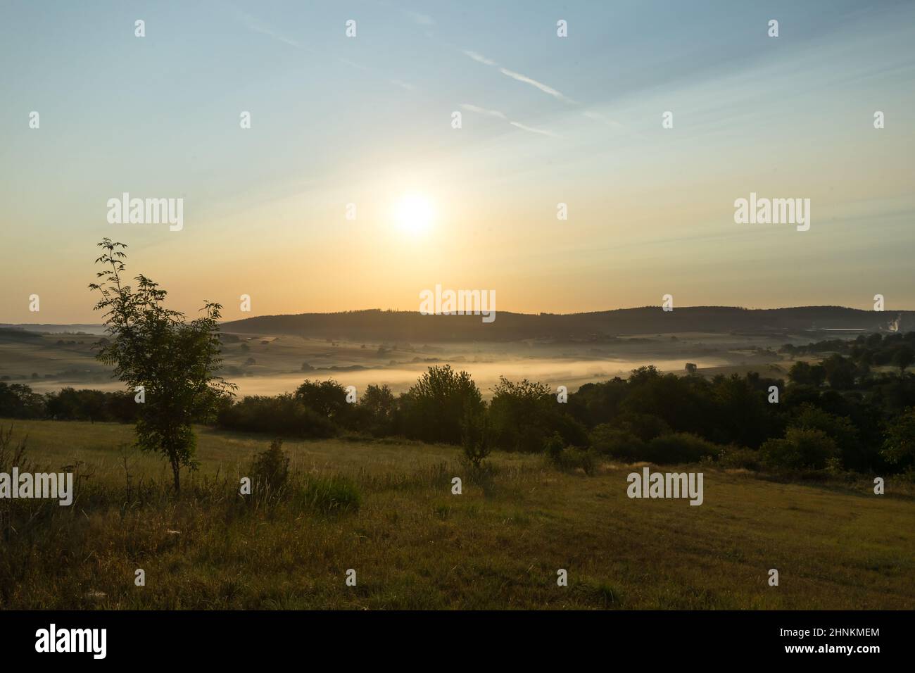 Sunrise with fog at the german Rothaargebirge near the village Hallenberg Stock Photo Alamy