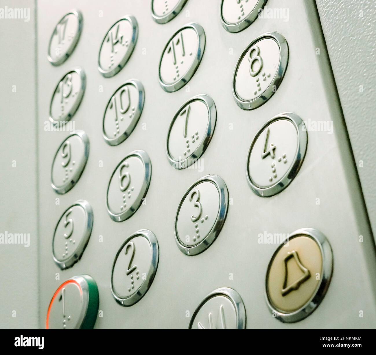 A modern panel with buttons in the elevator Stock Photo