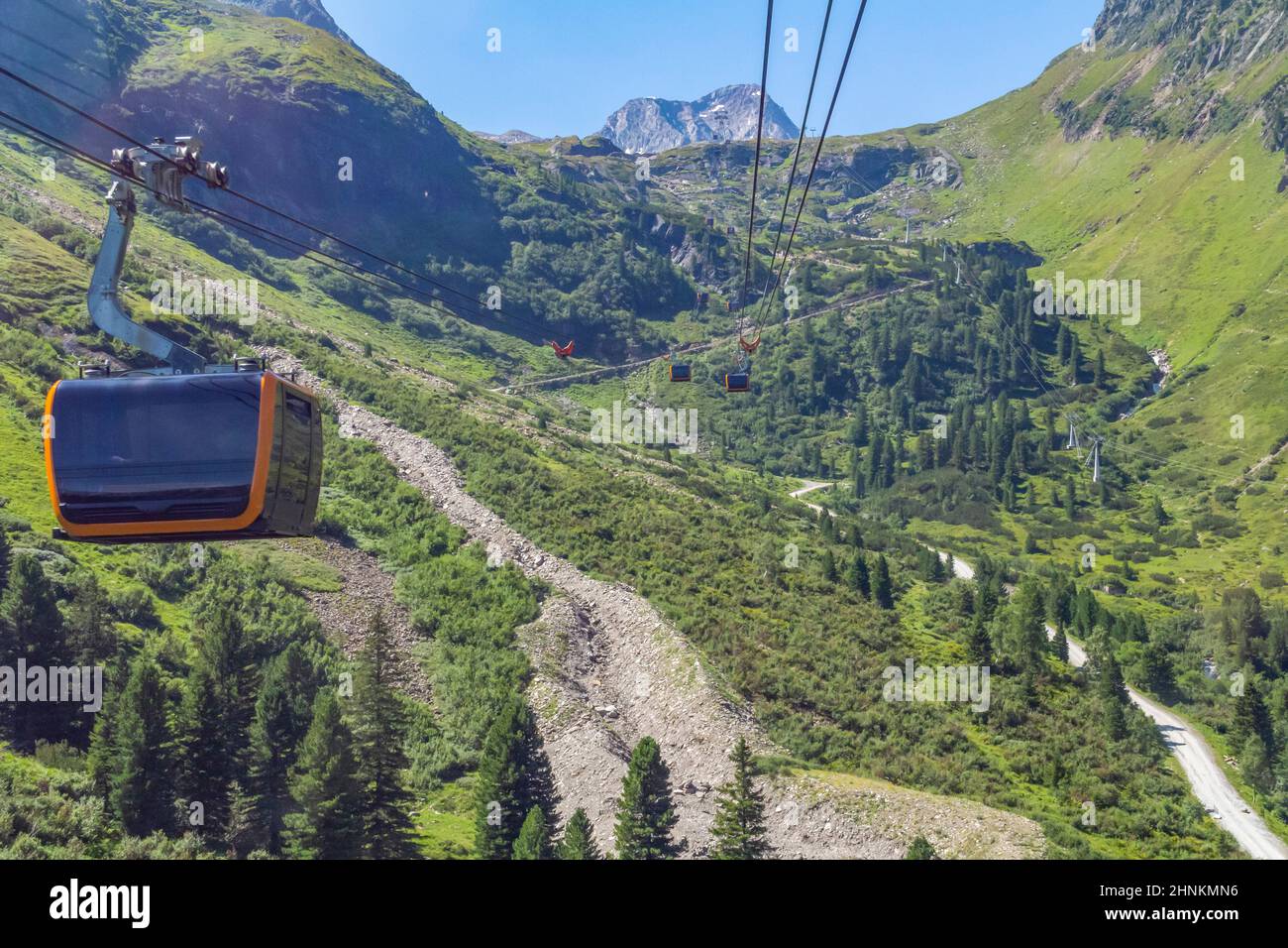 Tricable gondola lift Stock Photo