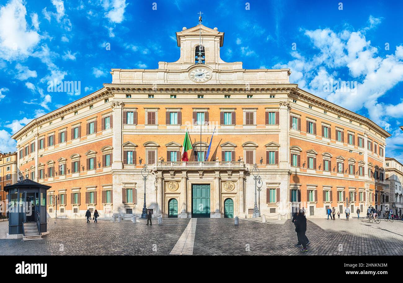 Facade of Palazzo Montecitorio, iconic building in central Rome, Italy Stock Photo