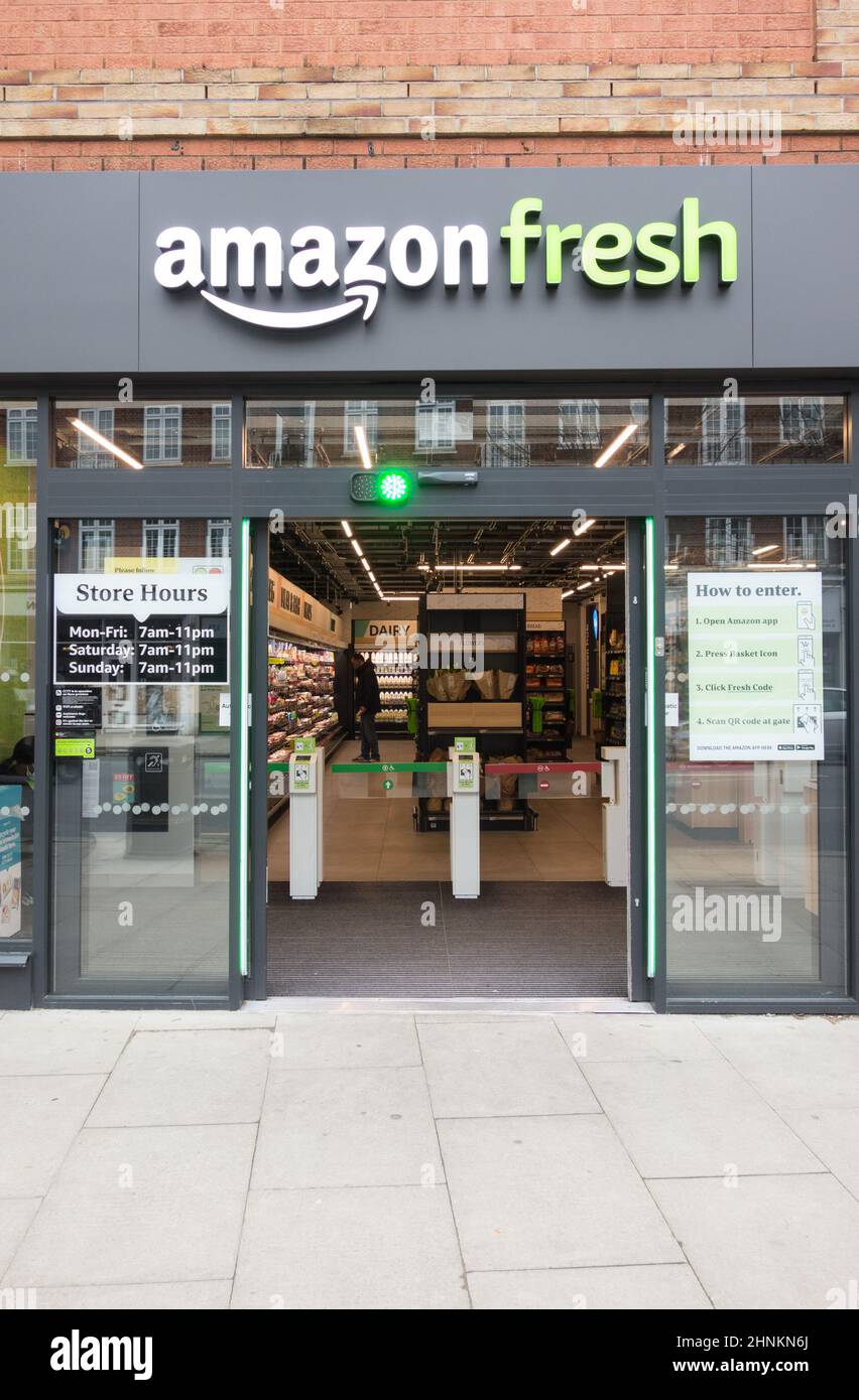 Amazon Fresh Just Walk Out supermarket, Upper Richmond Road West, East Sheen, London, England