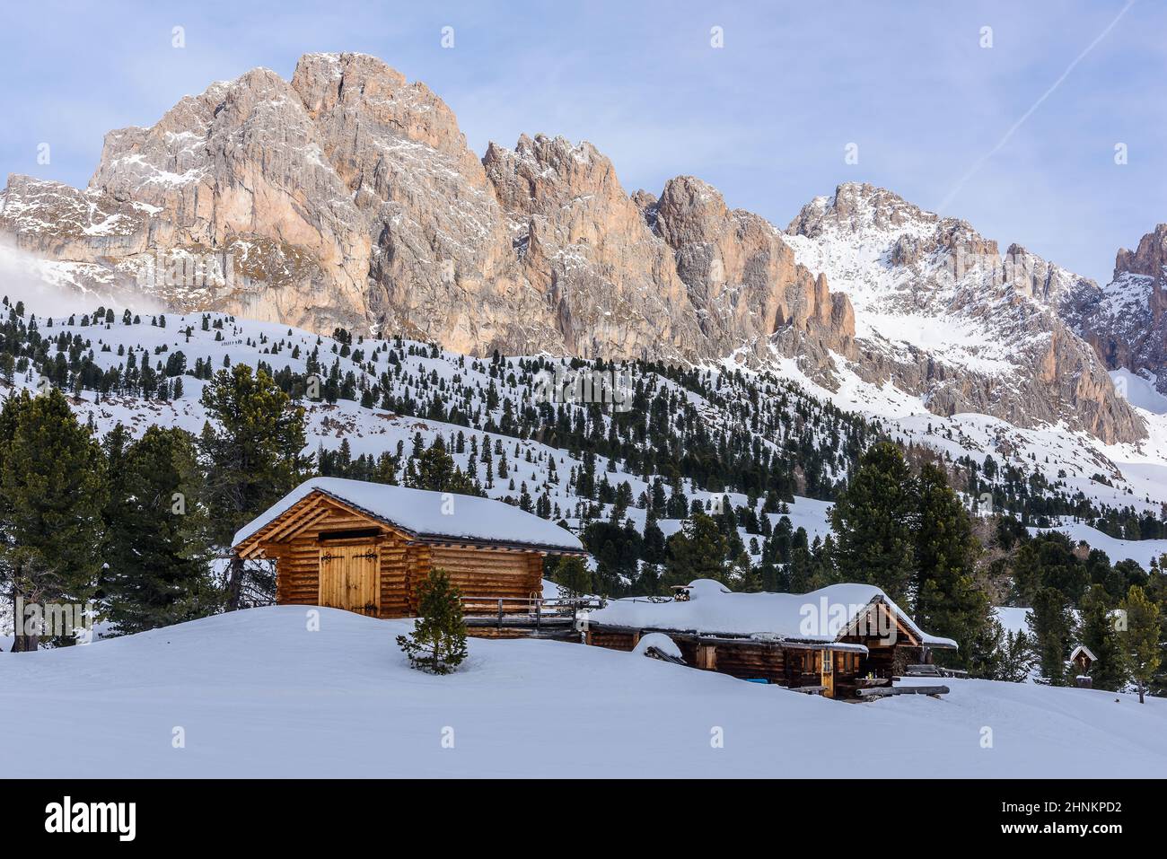 Mountain Hut in Val Gardena, in the heart of the Dolomites Stock Photo