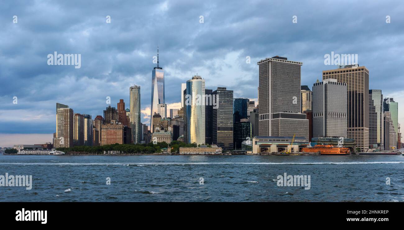 The waterfront of the business district of Lower Manhattan, New York