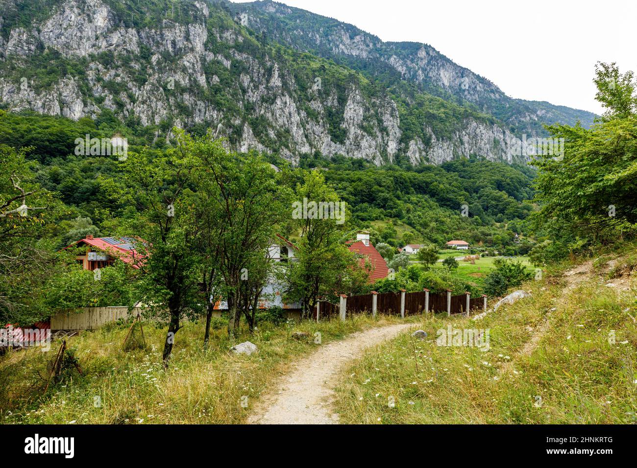 Village in the National park Domogled Valea Cernei in romania Stock Photo
