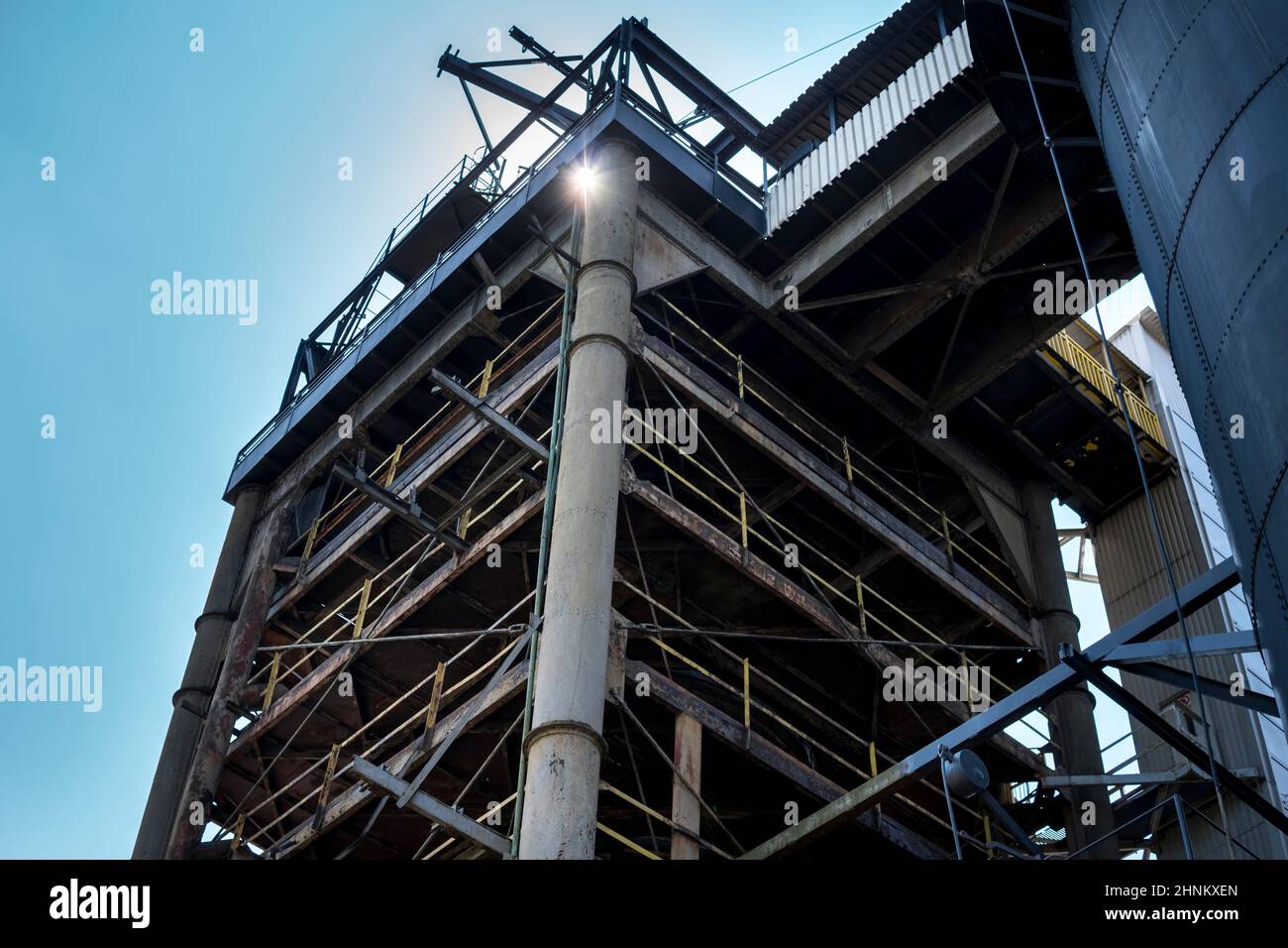 metal construction inside of an ironworks Stock Photo