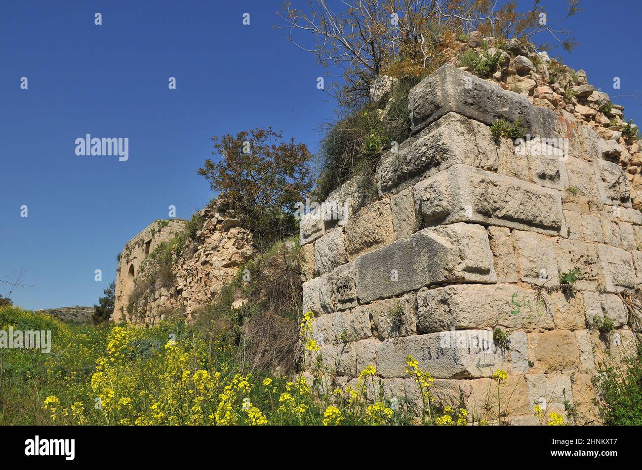The outer walls of the ruins of crusader Fortress Chateau Neuf