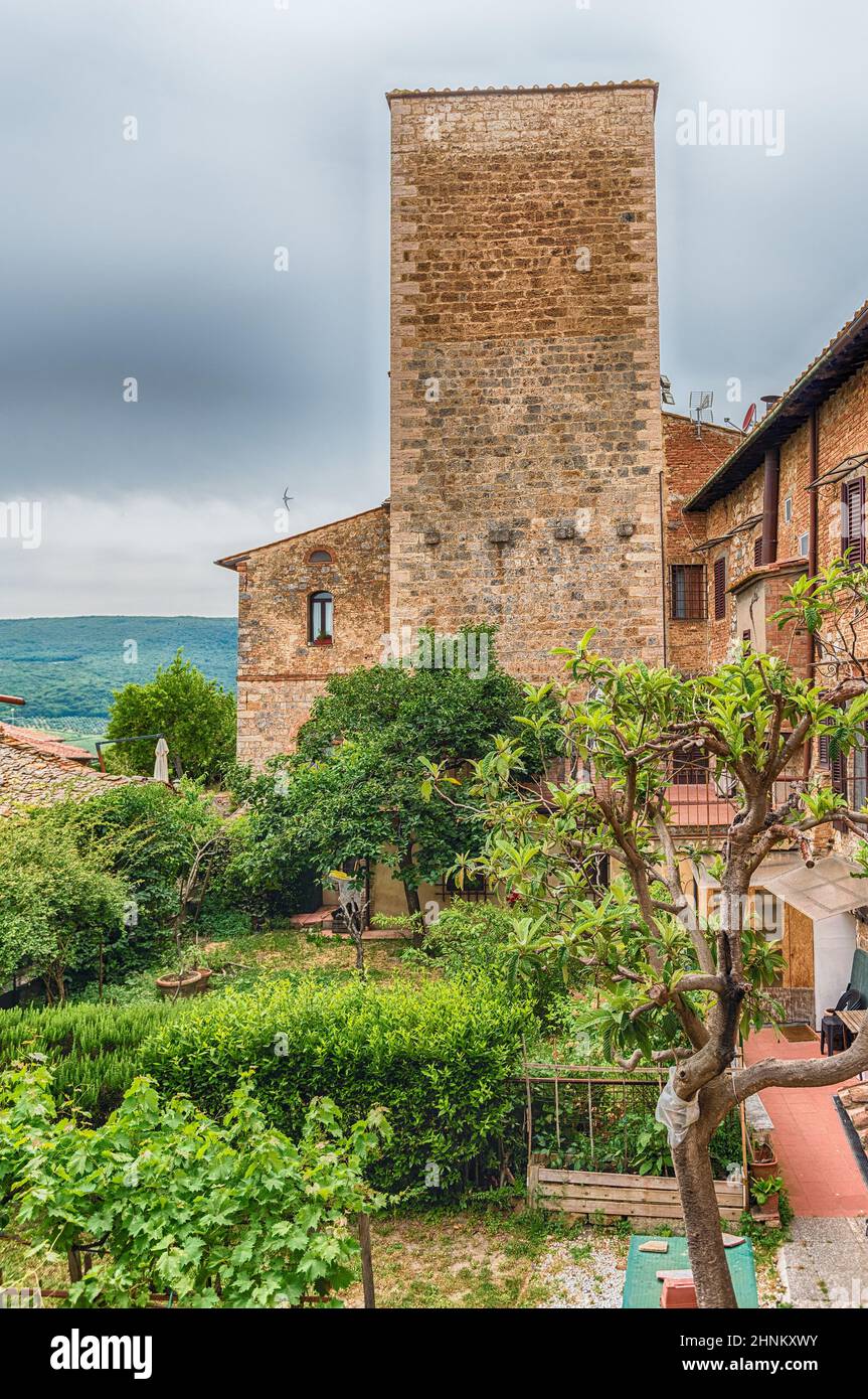 Medieval tower in San Gimignano, Italy Stock Photo