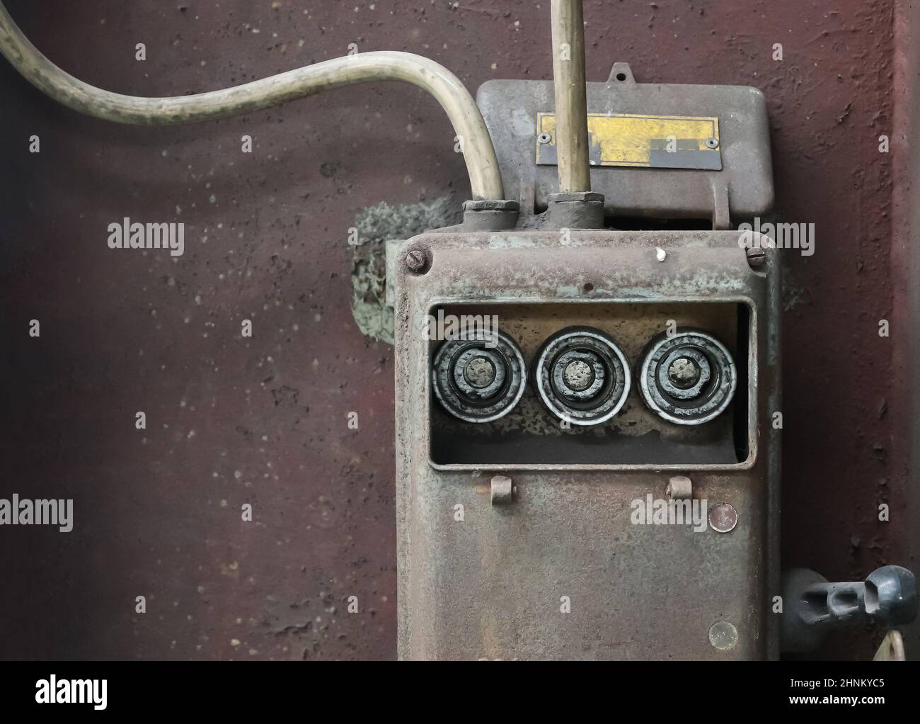 Very old electric installtion with cables and fuses Stock Photo Alamy