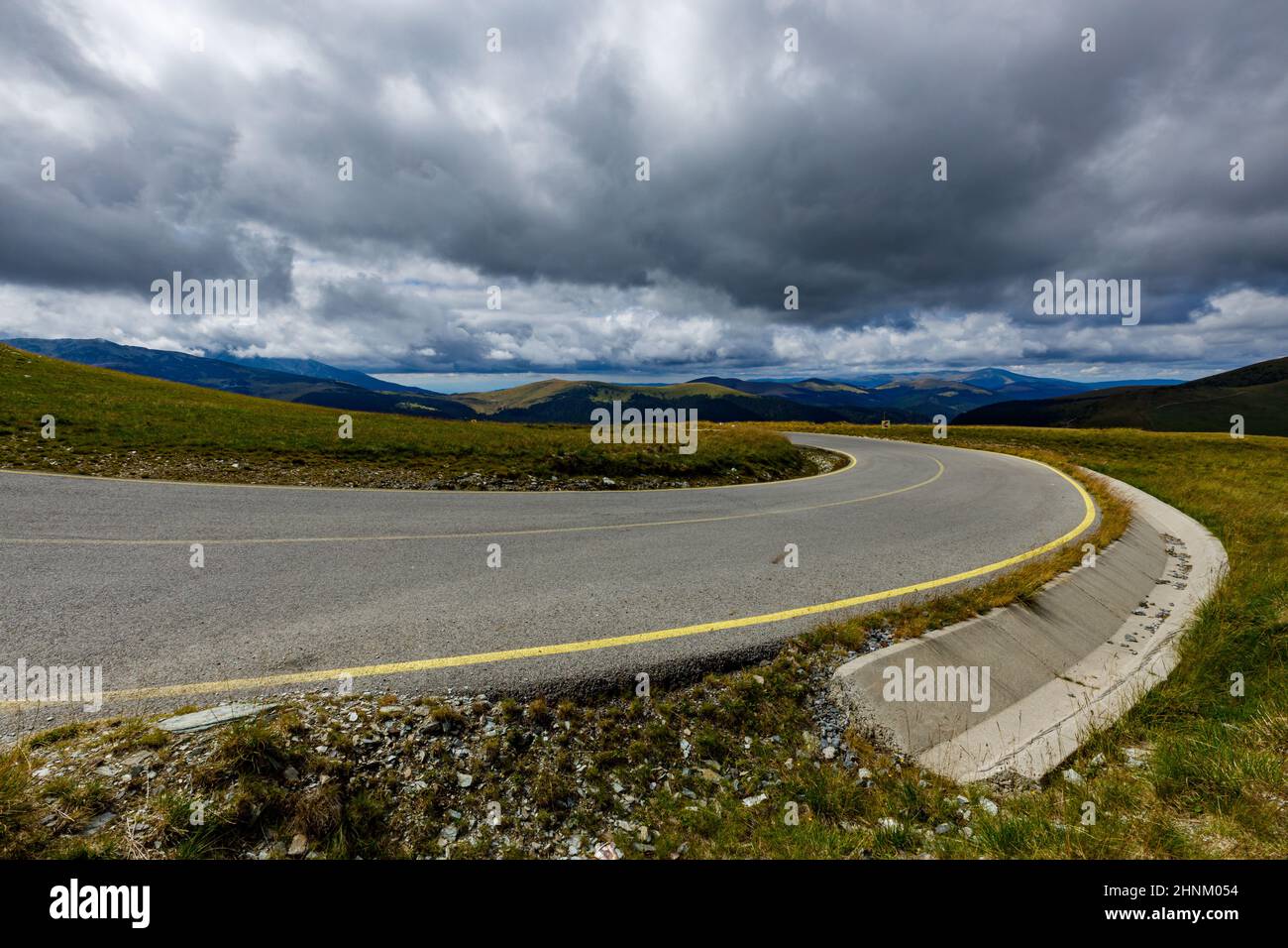 The road Transalpinain the Carpathian Mountains of Romania Stock Photo