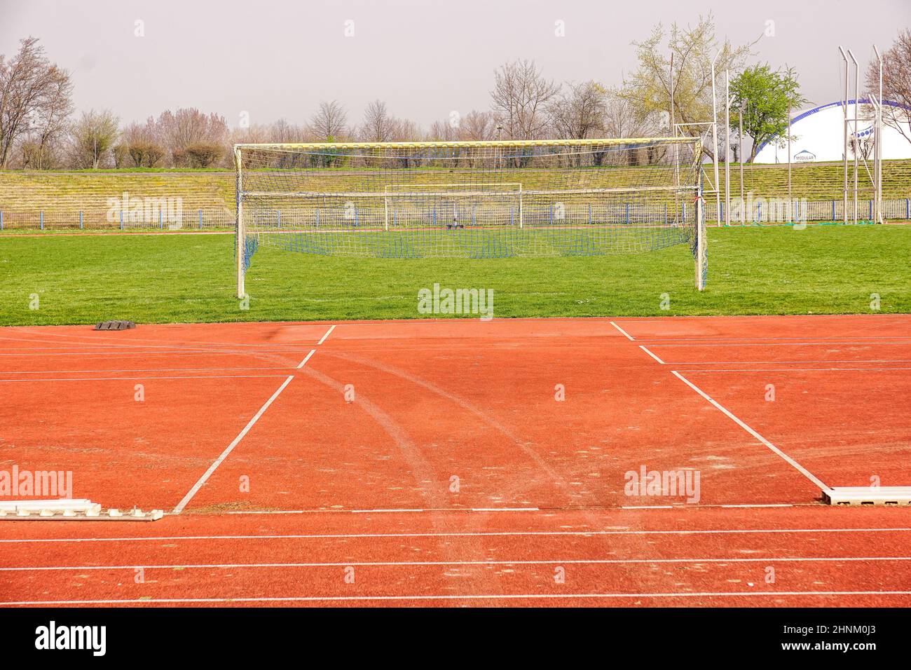 Runways or fight tracks on a sports field Stock Photo