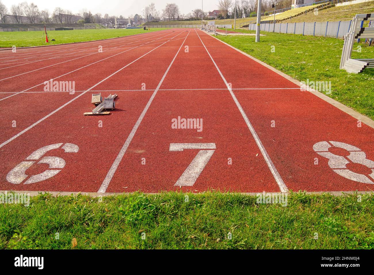 Runways or fight tracks on a sports field Stock Photo