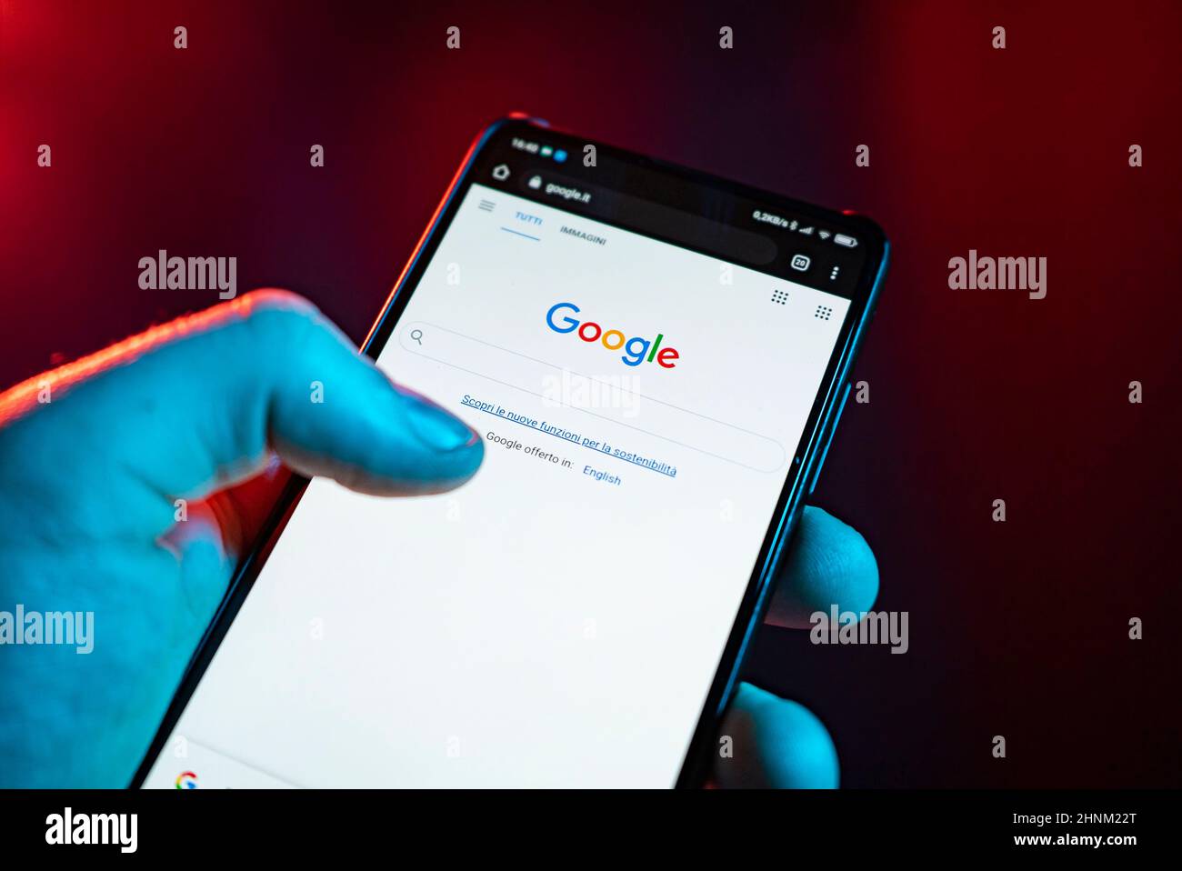 Smartphone with Google search Stock Photo