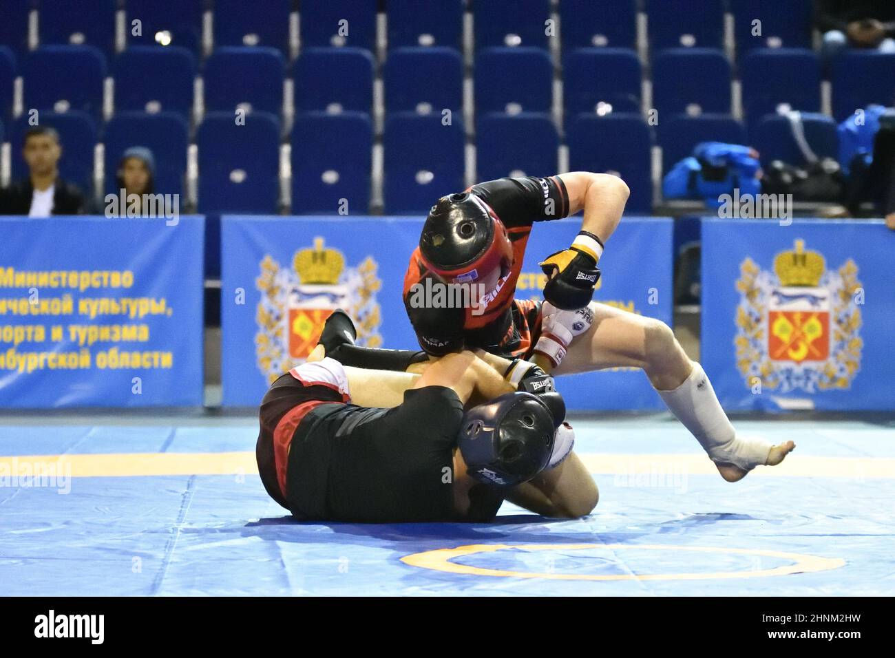 Orenburg, Russia - October 5, 2019: Men compete in Pankration wrestling Stock Photo